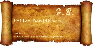 Holics Benjámin névjegykártya